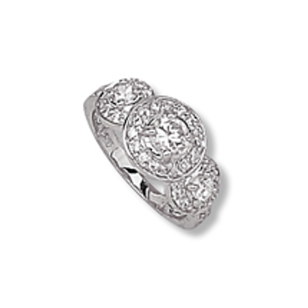 Vintage-look Triple CZ Sterling Ring - Click Image to Close